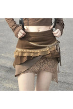 High Waist Patchwork Skirt cottagecoreclothes