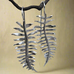 Rustic Silver Fern Leaf Earrings cottagecoreclothes