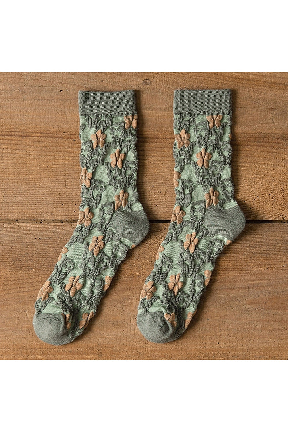 Cottagecore Green Embroidery Socks cottagecoreclothes