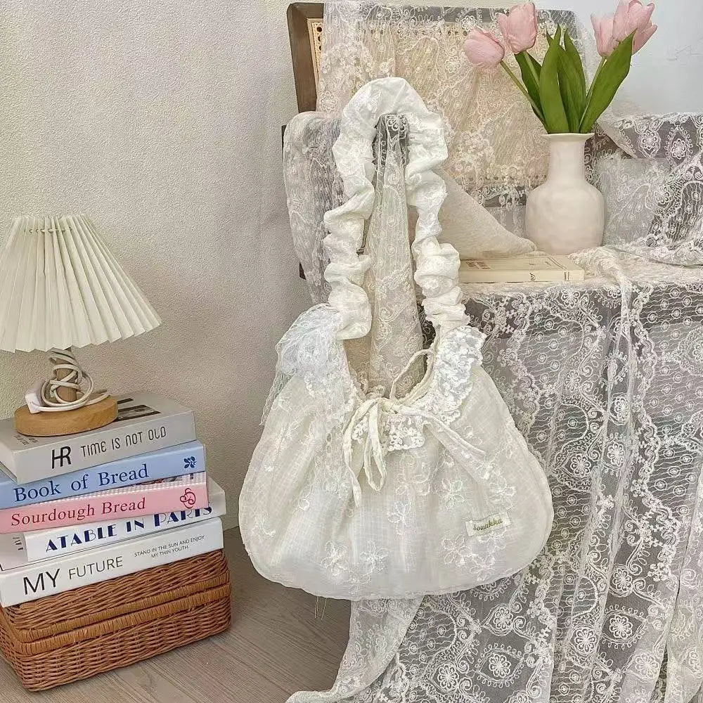 Cottagecore Lace Ruffle Bag