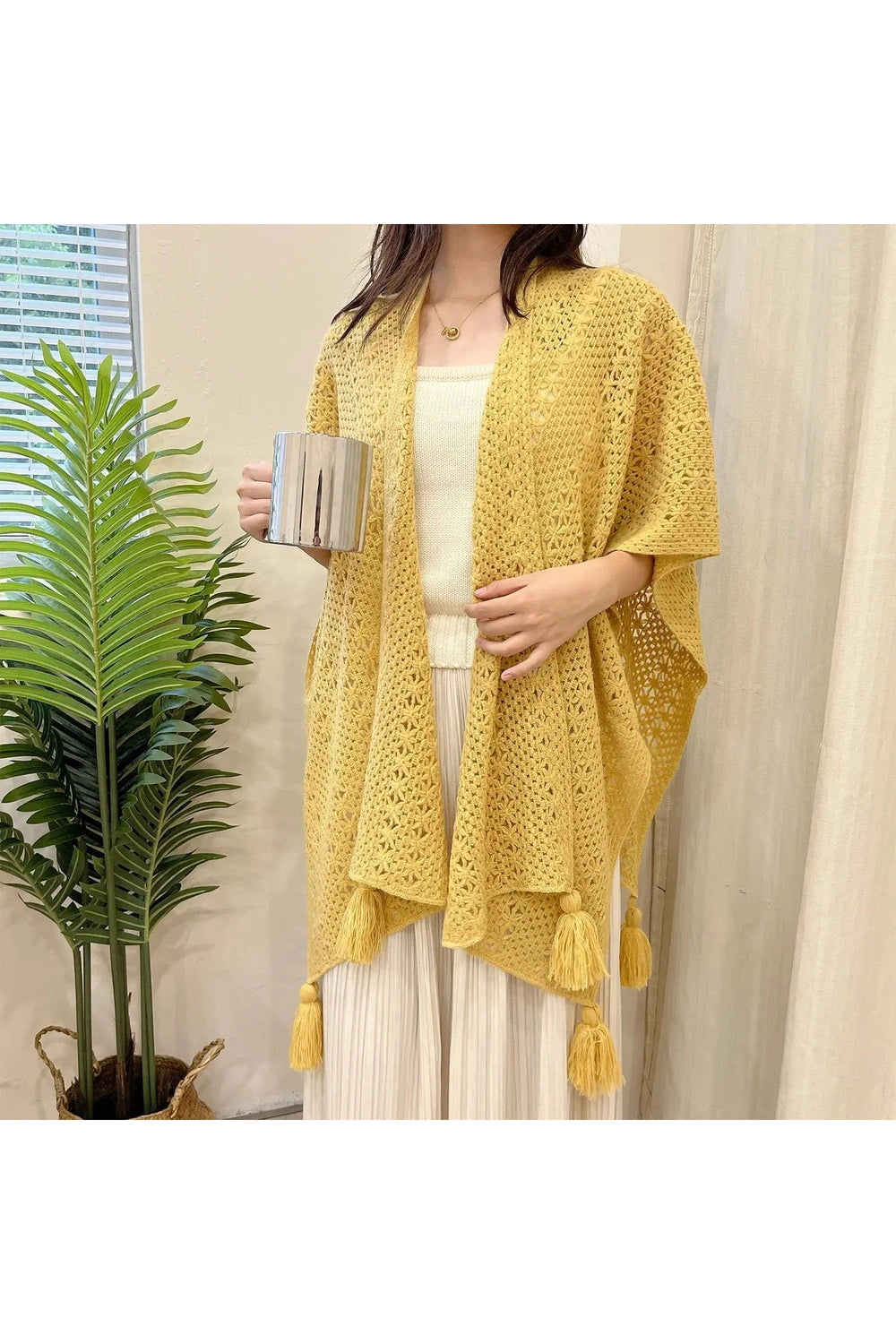 Ethnic Style Tassel Poncho cottagecoreclothes