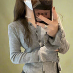 Vintage Ruffled Hem Button-Up Knit Top cottagecoreclothes