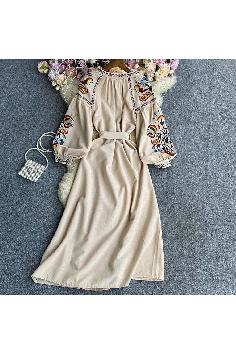 Embroidered Bodycon Puff Dress cottagecoreclothes