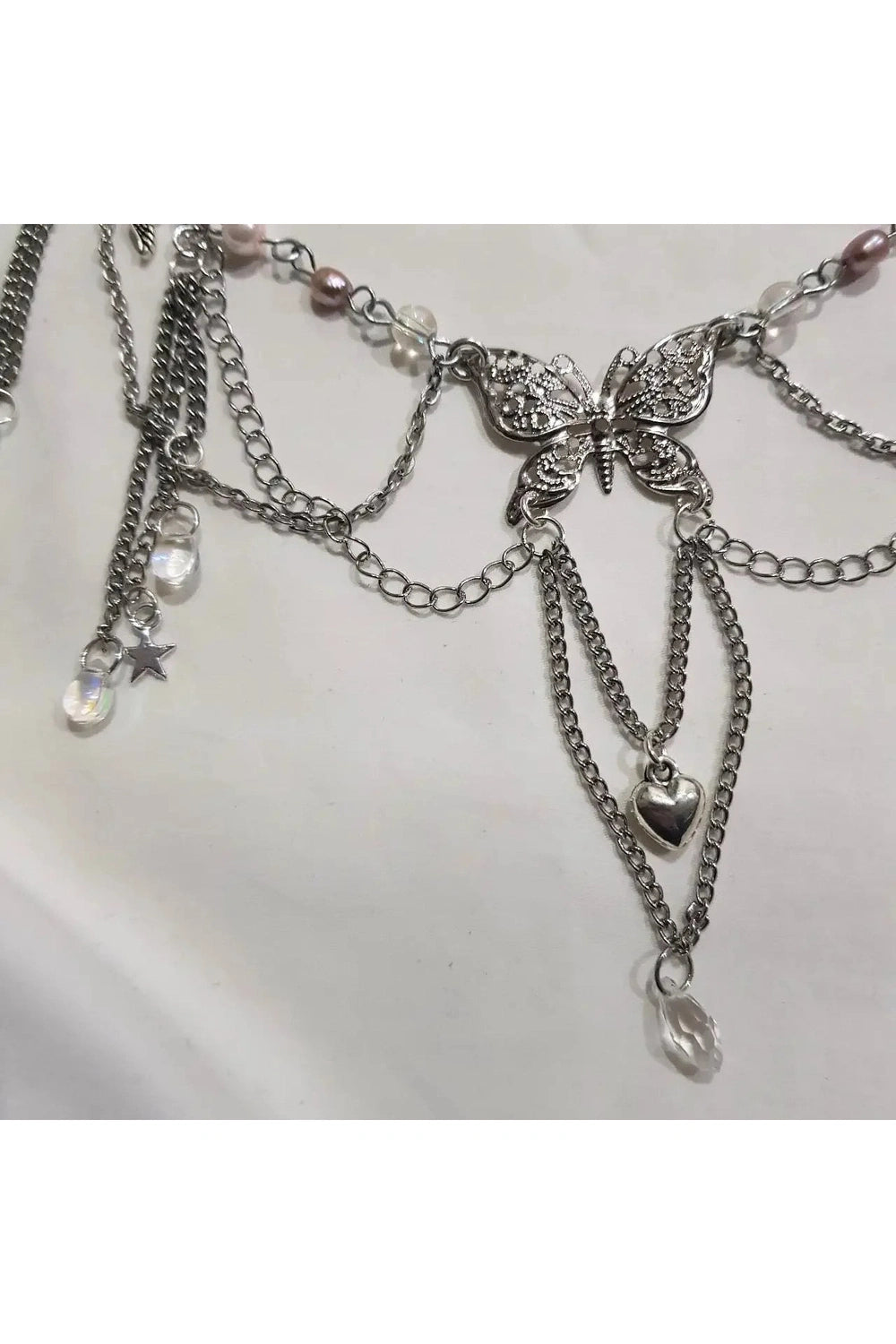 Pearls Heart Cross Necklace cottagecoreclothes