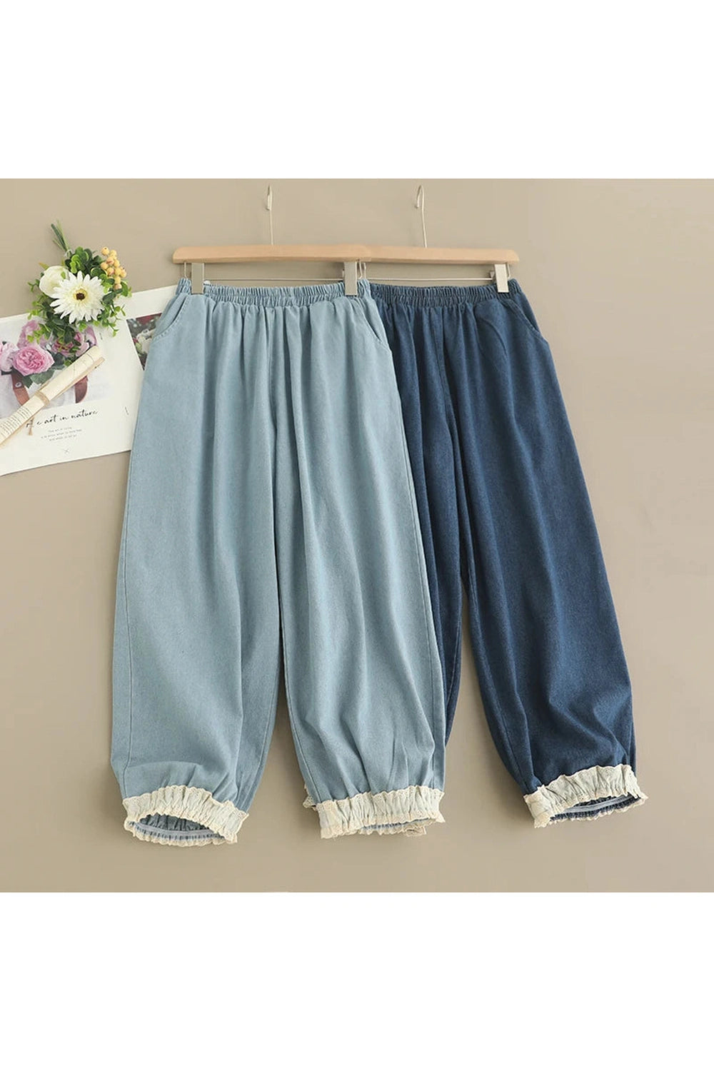 Preppy Style Denim Pants cottagecoreclothes