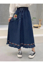 Mori Girl Floral Denim Skirt cottagecoreclothes