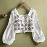 Vintage Granny Square Knit Blouse cottagecoreclothes