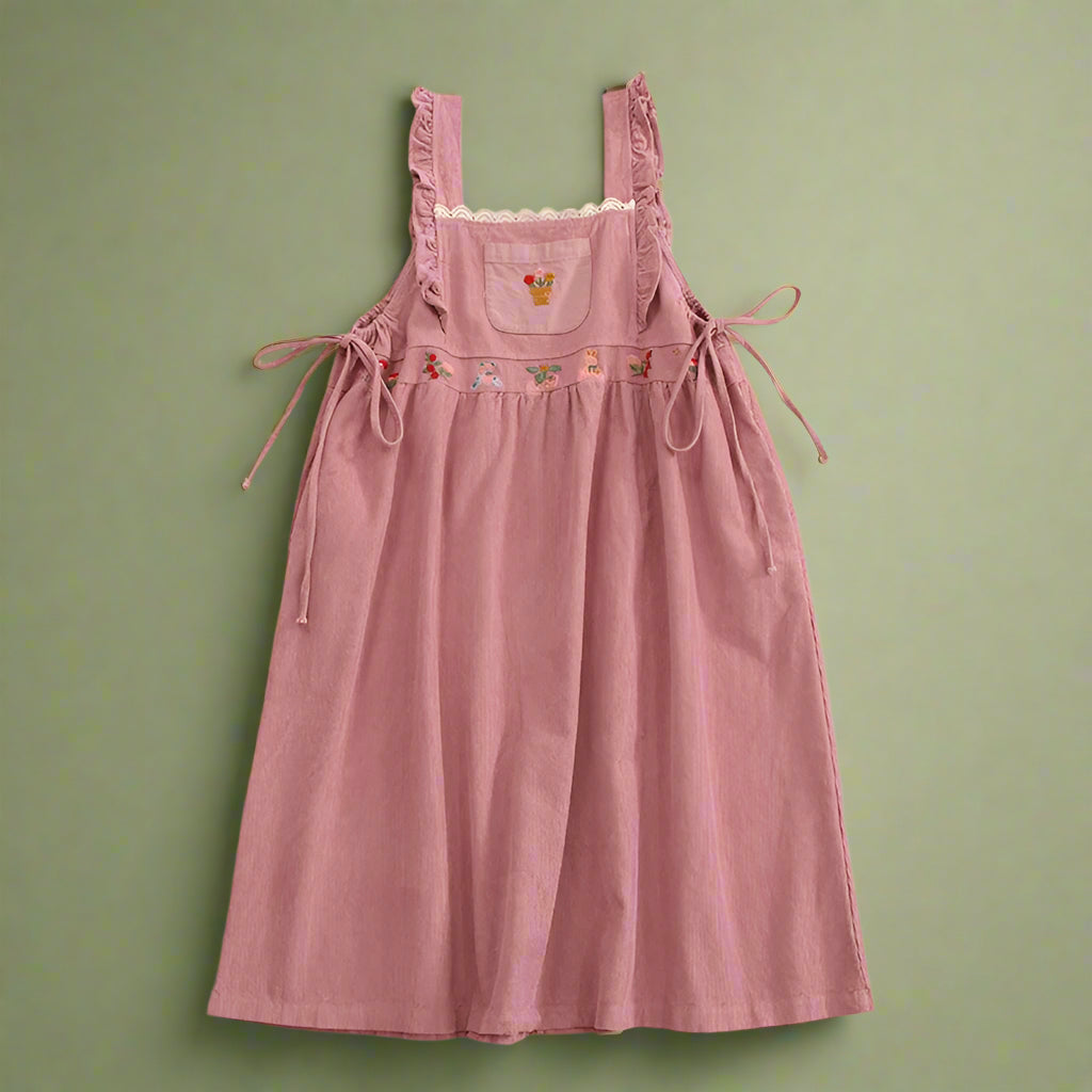 Mori Girl Sleeveless Embroidered Apron Dress cottagecoreclothes