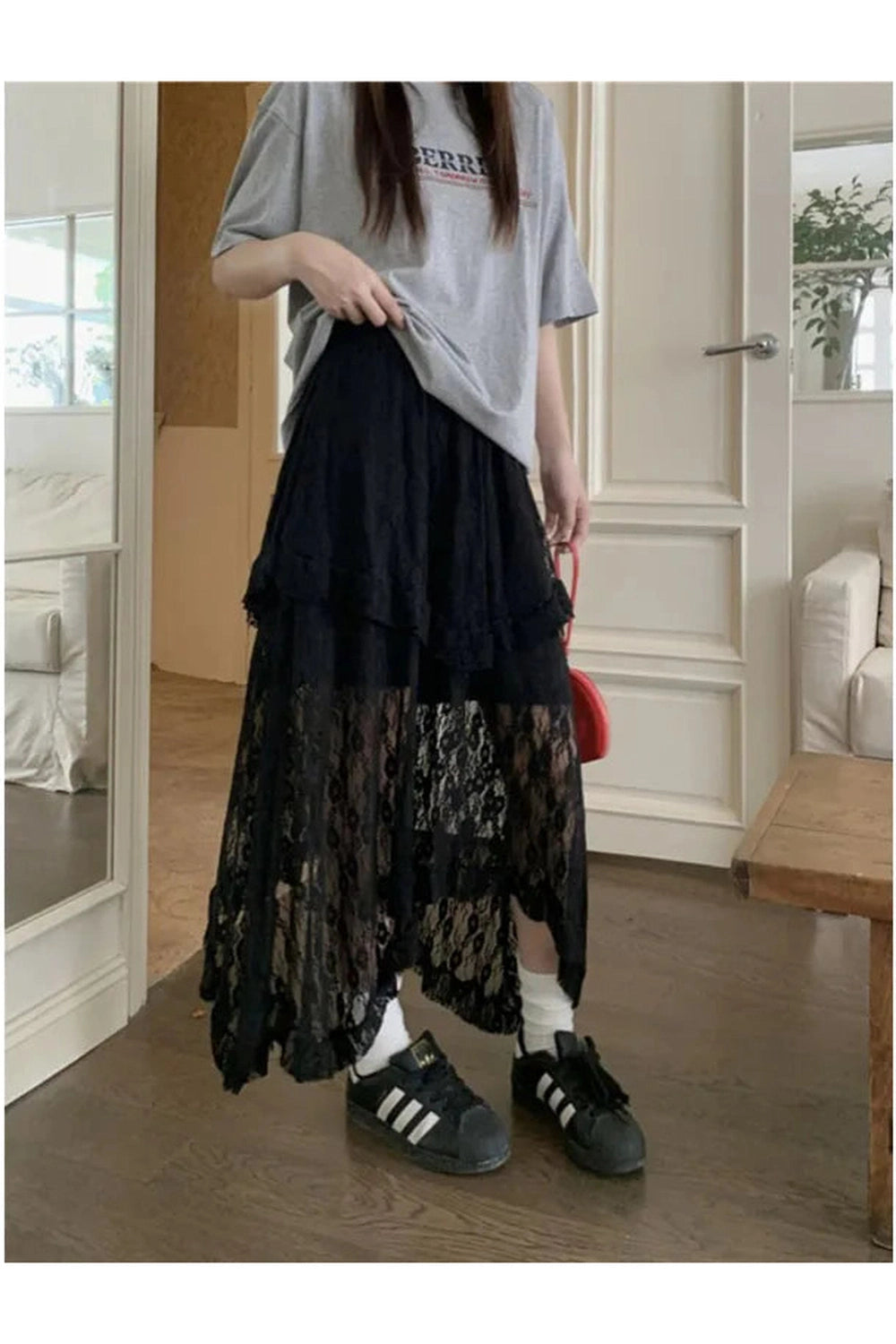 Asymmetrical White Lace Skirt cottagecoreclothes