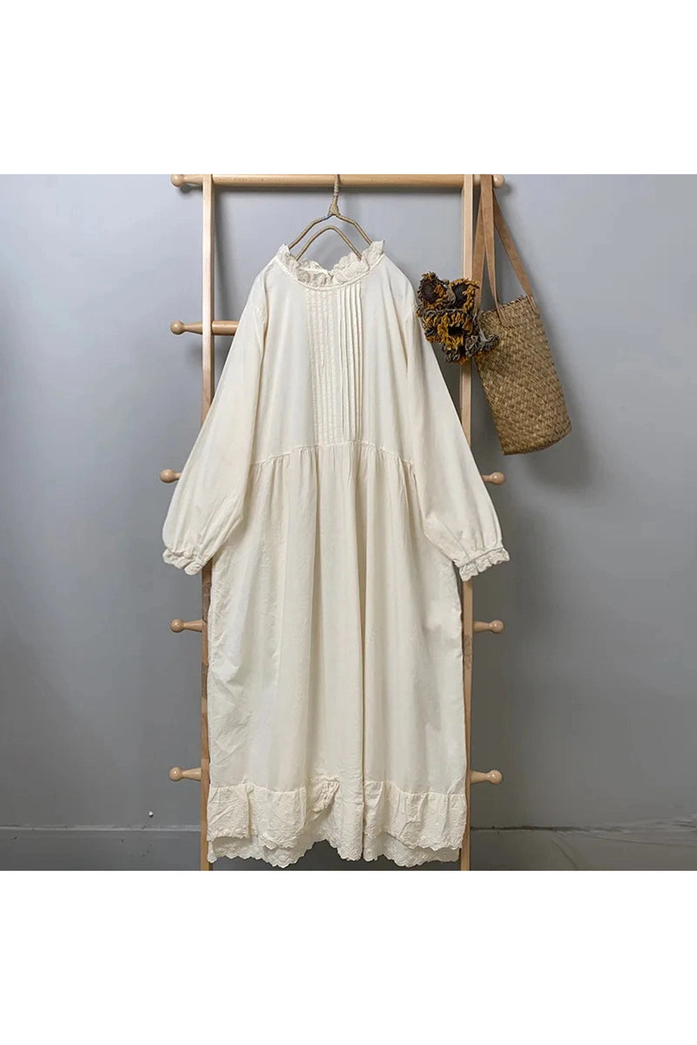 Japanese Cotton Linen Midi Dress cottagecoreclothes