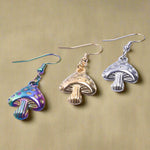 Goblincore Iridescent Mushroom Drop Earrings cottagecoreclothes