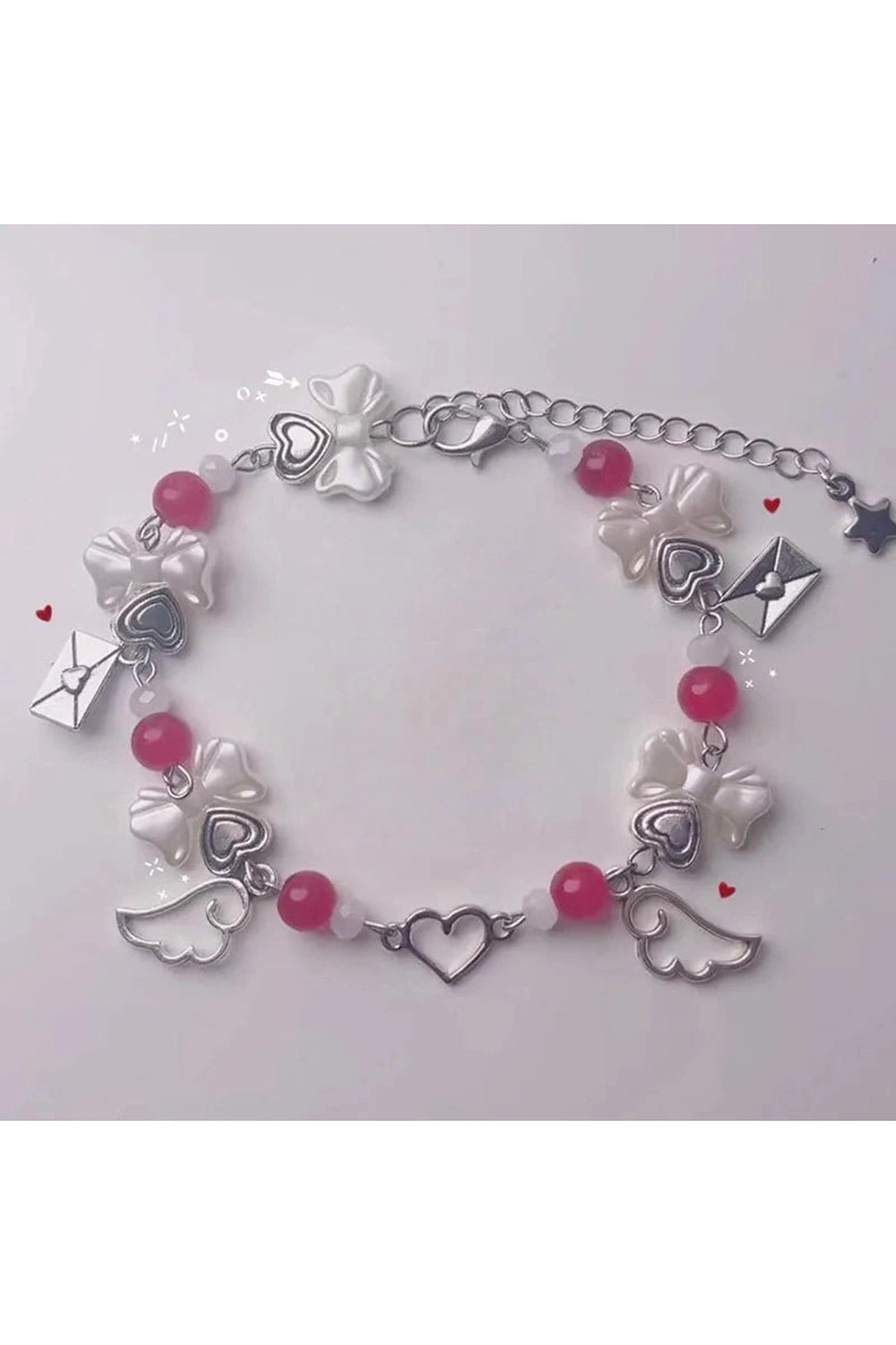 Fairycore Heart Charm Bracelet cottagecoreclothes