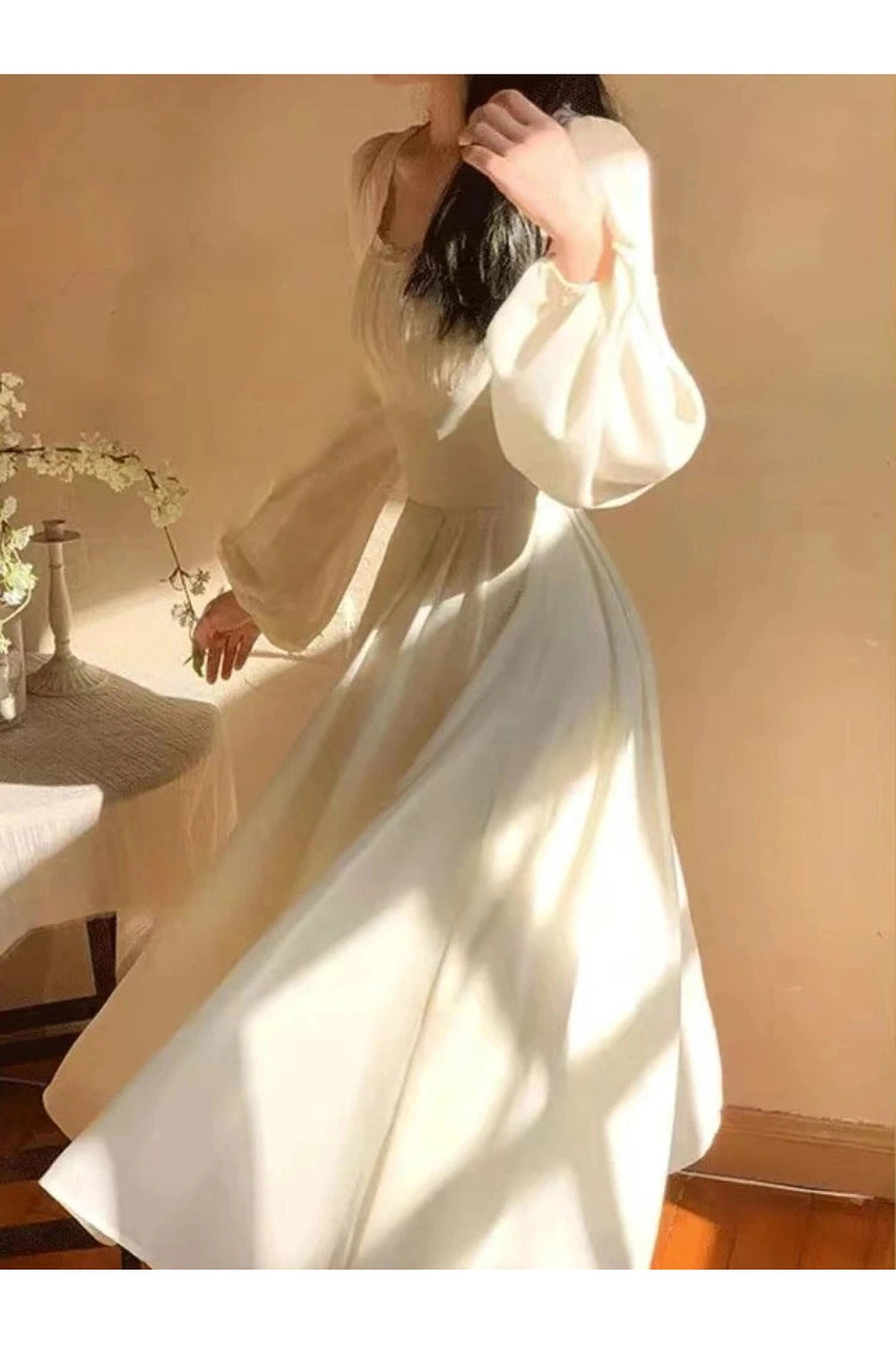 Elegant Solid Midi Dress cottagecoreclothes