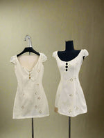 Vintage Square Neck Button Dress cottagecoreclothes