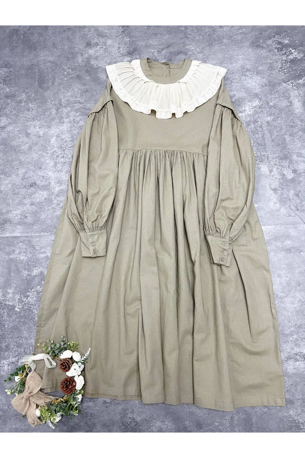 Mori Girl Ruffled Collar Long Sleeve Dress cottagecoreclothes