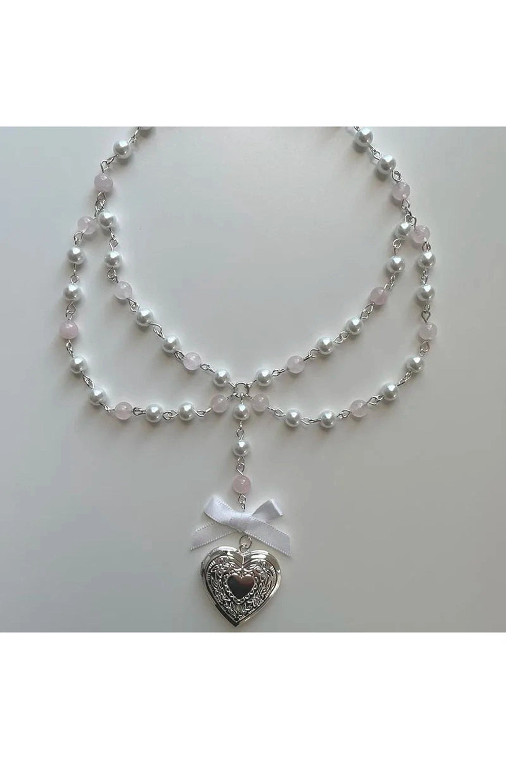 Rose Quartz Heart Necklace cottagecoreclothes