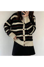 Retro Rose Garden Knit Fall Cardigan cottagecoreclothes