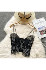 Korean Lace Butterfly Crop Top cottagecoreclothes