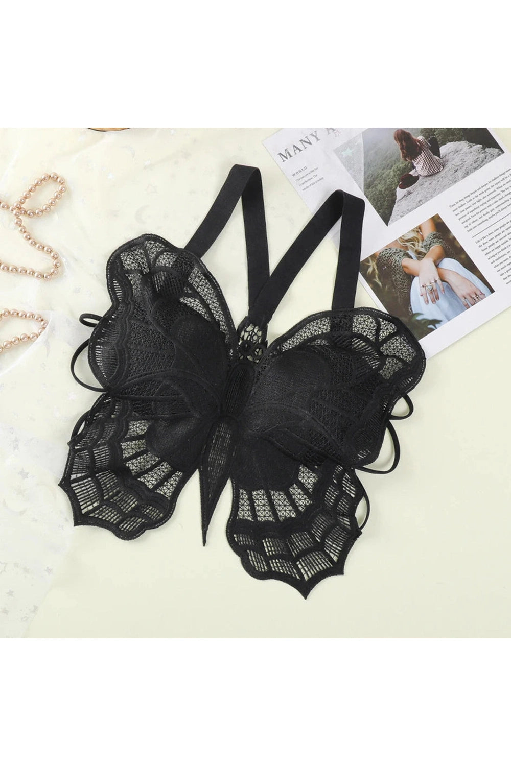 Dark Cottagecore Embroidered Butterfly Bralette cottagecoreclothes
