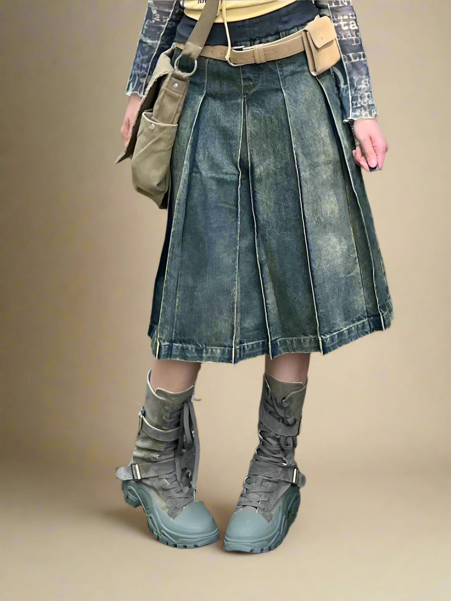 Grunge Washed Utility Skirt cottagecoreclothes
