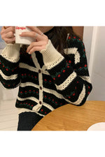 Retro Rose Garden Knit Fall Cardigan cottagecoreclothes