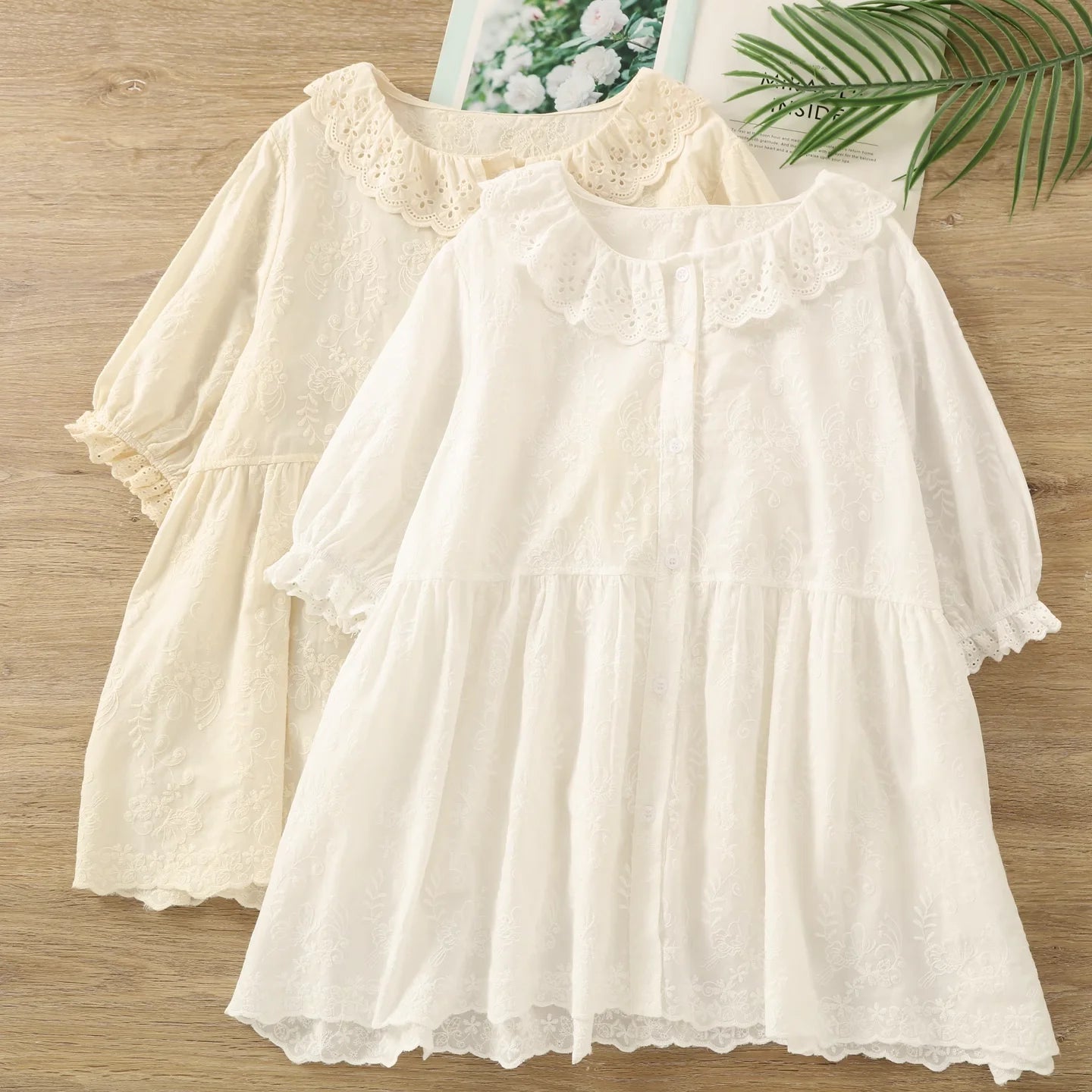 Cottagecore Eyelet Lace Puff Sleeve Blouse - Сottagecore clothes