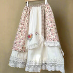 Cottagecore Embroidered Patchwork Lace Skirt cottagecoreclothes