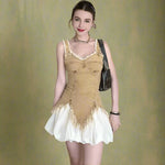 Fairycore Patchwork Bubble Hem Dress cottagecoreclothes