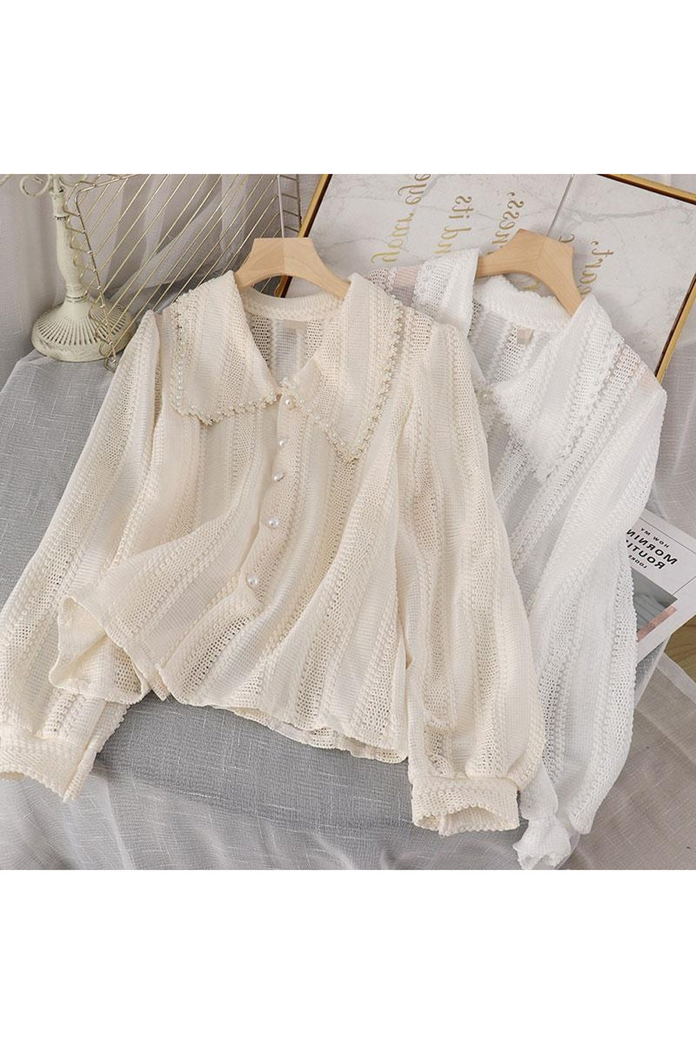 Chic Hollow Pan Collar Shirt cottagecoreclothes
