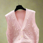 Vintage Soft Cable-Knit Sleeveless Cardigan cottagecoreclothes