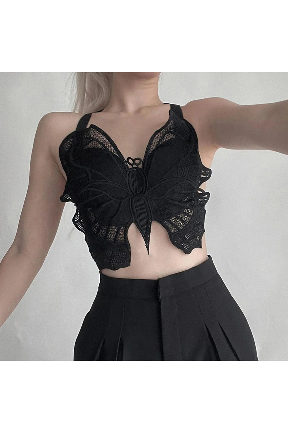 Dark Cottagecore Embroidered Butterfly Bralette cottagecoreclothes