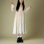 Vintage Ruffle Trim Pleated Peasant Dress cottagecoreclothes
