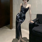 Robe moulante sans manches à imprimé rose Gothiccore