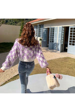 Korean Plaid Cropped Fall Cardigan cottagecoreclothes