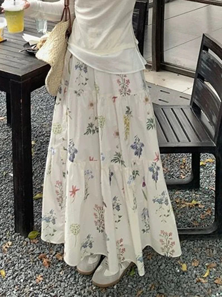 Cottagecore Floral Tiered Maxi Skirt
