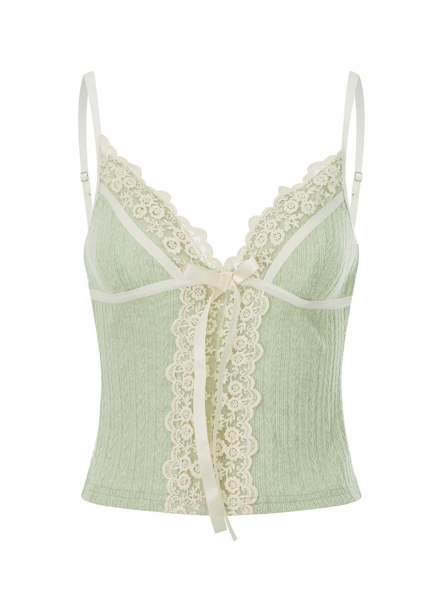Sage Blossom Ribbon Top