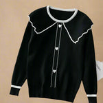 Vintage Contrast-Trim Ribbed Knit Sweater cottagecoreclothes