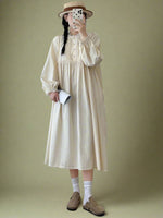 Mori Girl Smocked Babydoll Midi Dress cottagecoreclothes