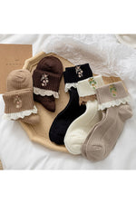 Retro Lace Ruffle Floral Socks cottagecoreclothes