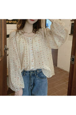 Cottagecore French Style Floral Casual Shirt cottagecoreclothes