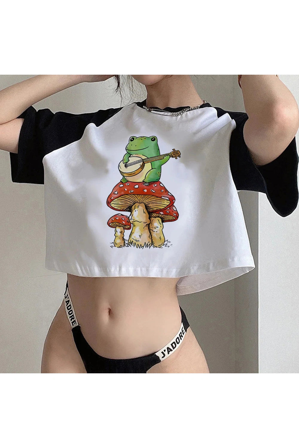 Mushroom Graphic 90s Crop Top cottagecoreclothes