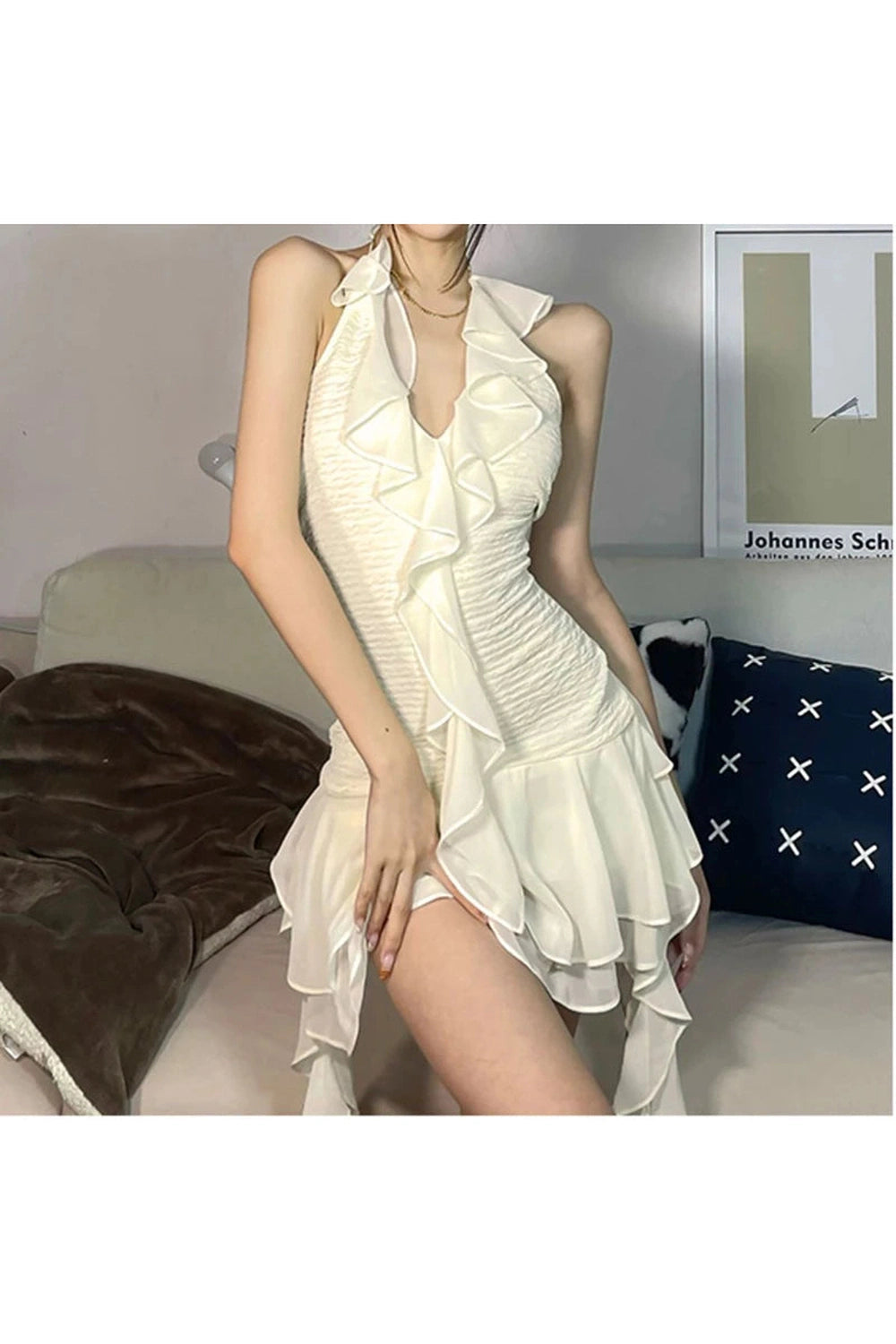 French Ruffle A-Line Dress cottagecoreclothes