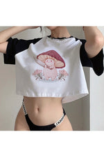 Mushroom Graphic 90s Crop Top cottagecoreclothes