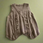 Rustic Cable Knit Button Vest cottagecoreclothes