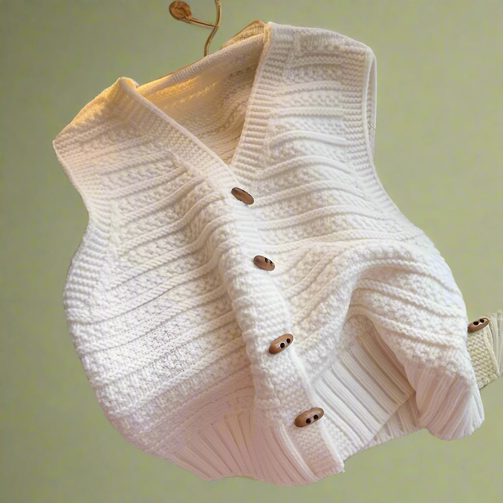 Vintage Textured Sleeveless Cardigan cottagecoreclothes