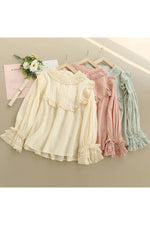 Round Neck Embroidered Shirt cottagecoreclothes