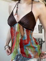 Fairycore Boho Splash Tie Top