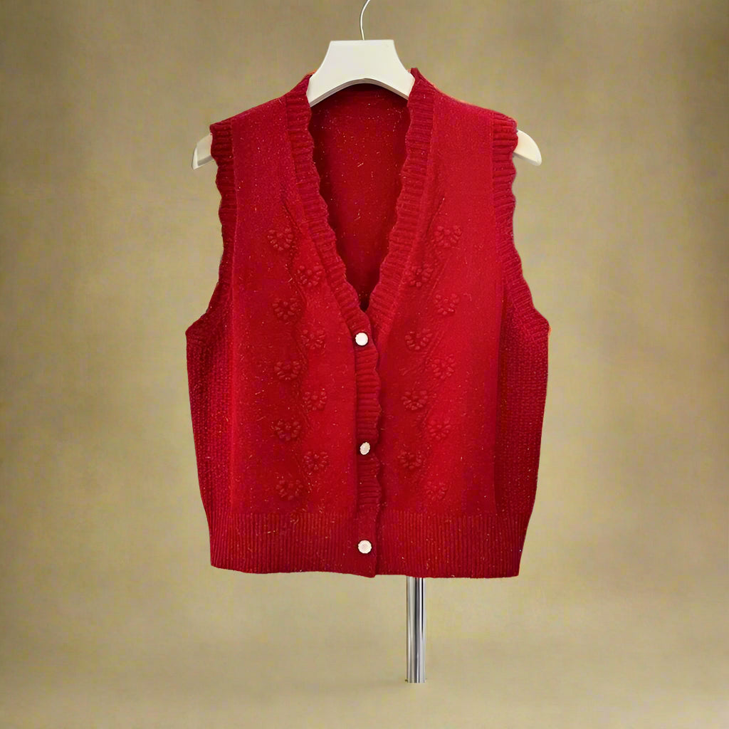 Cottagecore Floral Knit Scalloped Vest cottagecoreclothes