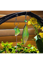 Green Fairy Wing Earrings cottagecoreclothes