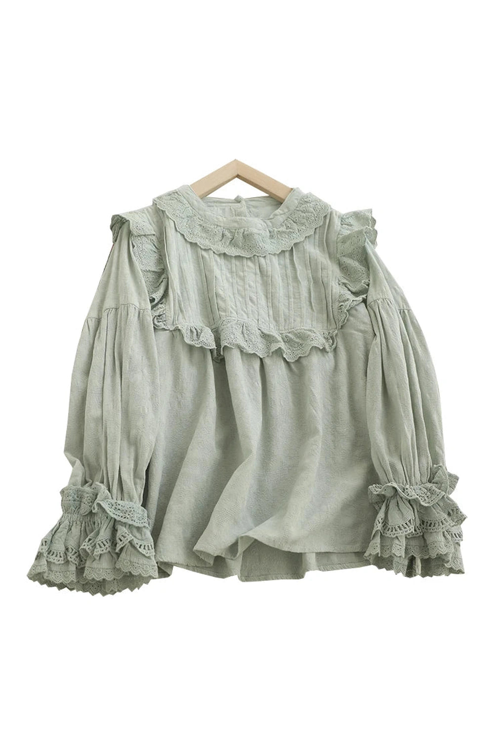 Round Neck Embroidered Shirt cottagecoreclothes